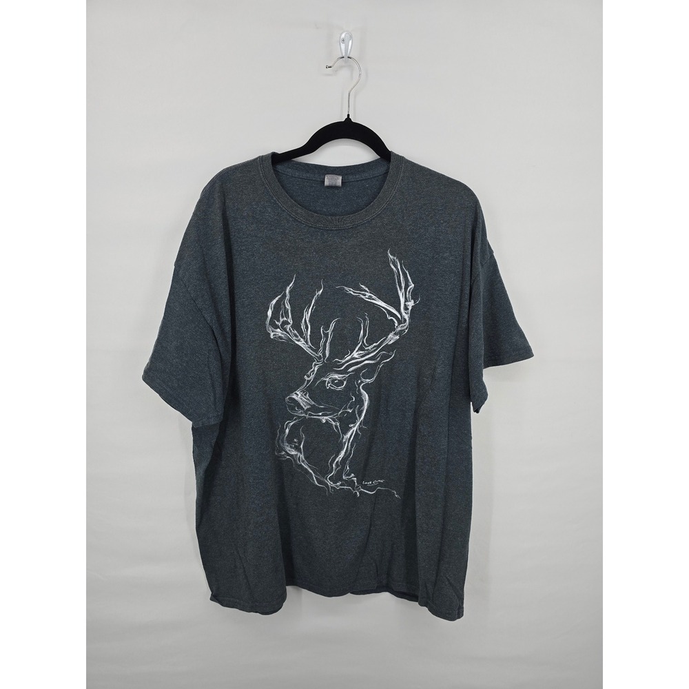 Lost Creek Outfitters Mens XXL Deer Buck Graphic Tee Charcoal Heather Gray Shirt